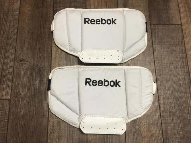 14.5" REEBOK THIGH GUARDS WHITE w VELCRO THIGH STRAPPING
