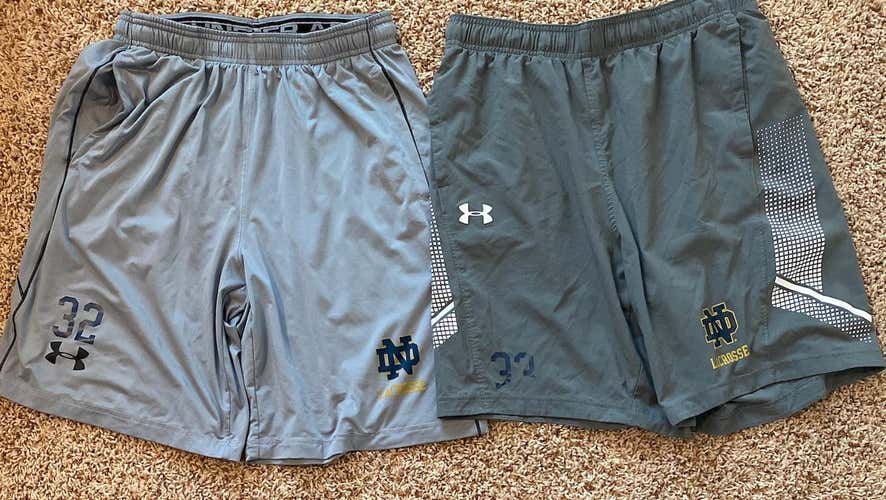 Two Gray Notre Dame Practice Shorts