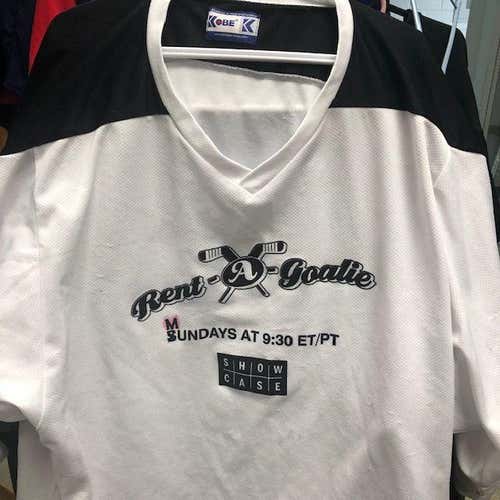 Rent-A-Goalie White New Adult Men's Goalie Cut Jersey from the TV show