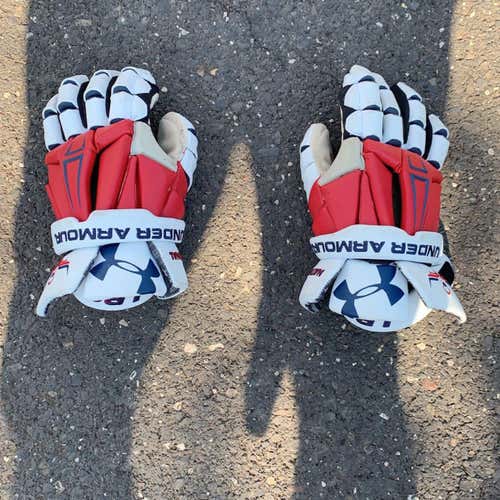 White Used Player Under Armour Command Pro 13" Lacrosse Gloves