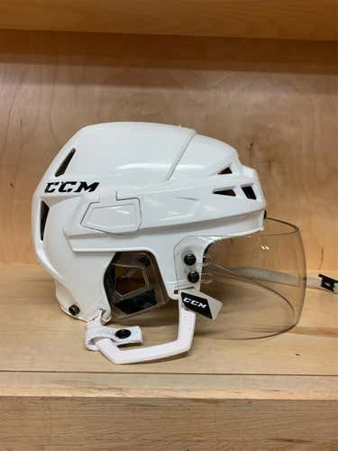 White Used Medium CCM Tacks 110  Helmet