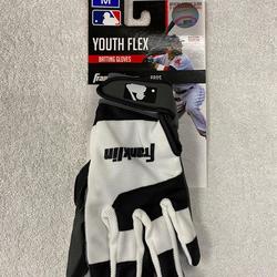 Black/White New Medium Franklin Youth Flex Batting Gloves