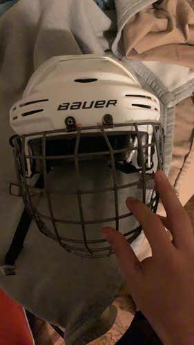 White Used Medium Bauer Helmet
