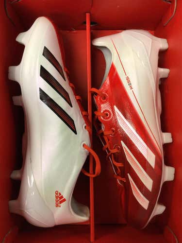 White Unisex Molded Cleats Adidas MESSI ADIZERO F50 J FG Cleats
