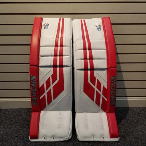 New 34+2" Vaughn Velocity VE8 Pro Goalie Leg Pads White/Red