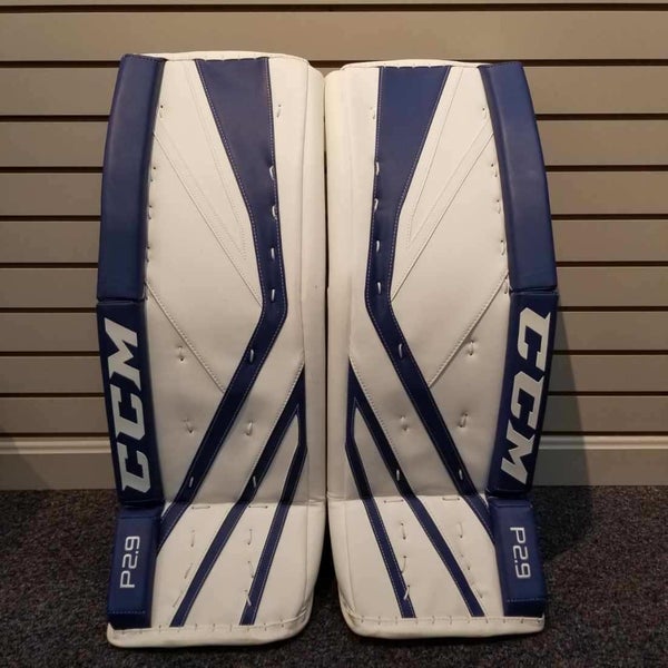 New 32+1" CCM Premier P2.9 Intermediate Goalie Leg Pads White/Blue
