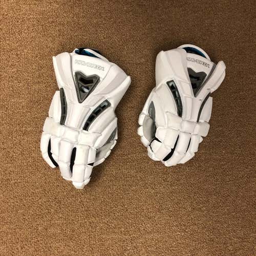 White Used Player Maverik Rome 13" Lacrosse Gloves