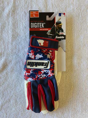 Red/White/Blue New Adult Large Franklin Digitek Batting Gloves