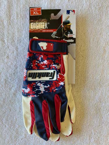 Red/White/Blue New Adult XL Franklin Digitek Batting Gloves