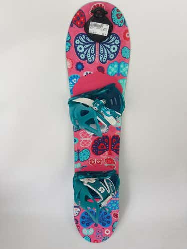 Used Burton Chicklet 100 Cm Snowboard Girls Combo