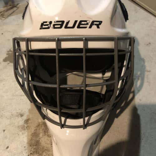 White Used Bauer NME 4  Goalie Mask