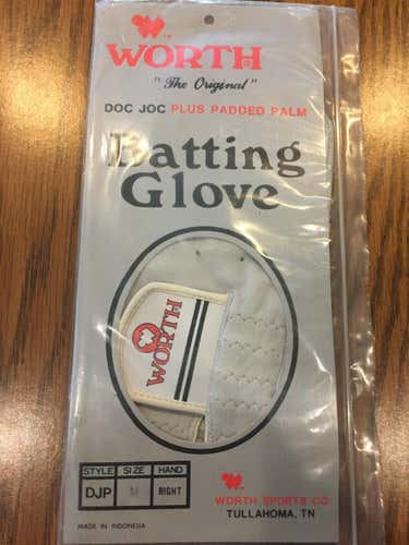 Gray New Medium Worth Doc Joc Plus Padded Palm Batting Gloves