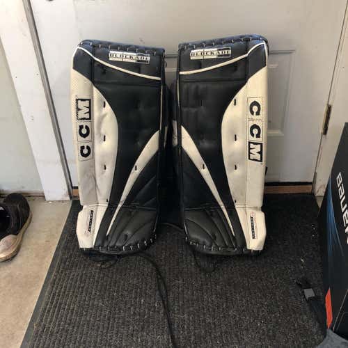 White Used Intermediate 28" CCM  Goalie Leg Pads
