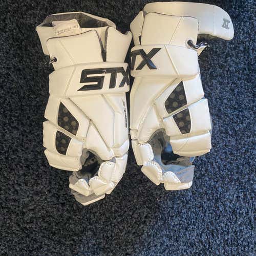 White New Player STX Cell IV 13" Lacrosse Gloves