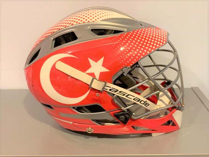 Red Used Adult Player Cascade Pro-7 Helmet - Turkish National Team Helmet