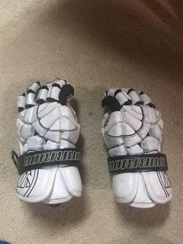 White Used Player Warrior Macdaddy 13" Lacrosse Gloves