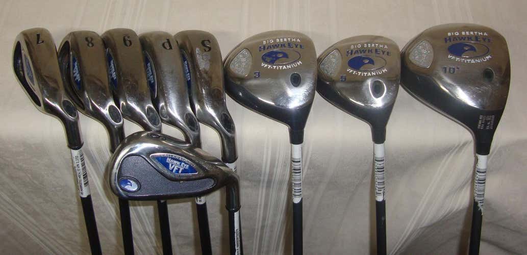 CALLAWAY HAWKEYE VFT 6 7 8 9 P S and Fairwood 3 & 5 Driver 10° Right Handed  u