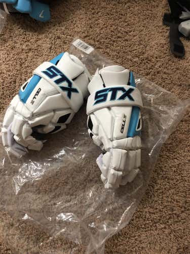 White New Player STX Cell IV 13" Lacrosse Gloves