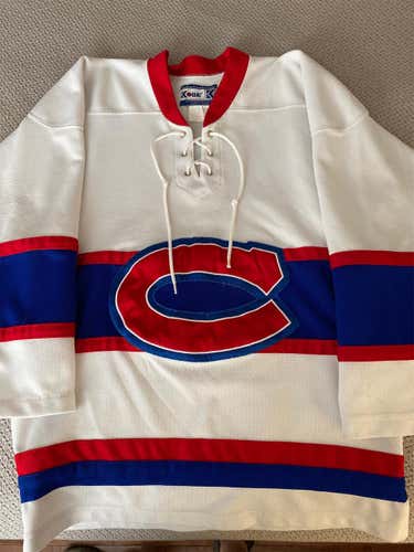 White Canadiens Style Youth Large  Jersey