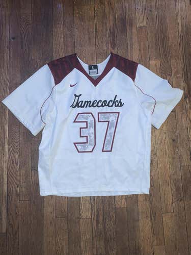 [GAME WORN] South Carolina Lacrosse White Game Jersey, #37 (2018) [L]