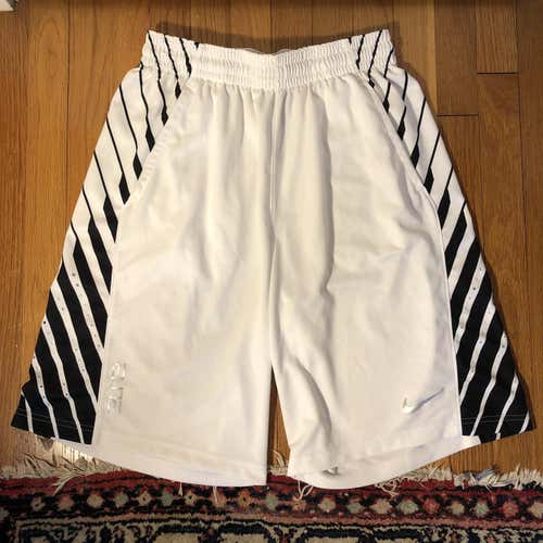 White/Black/Silver Men's Large Nike Elite Basketball Shorts