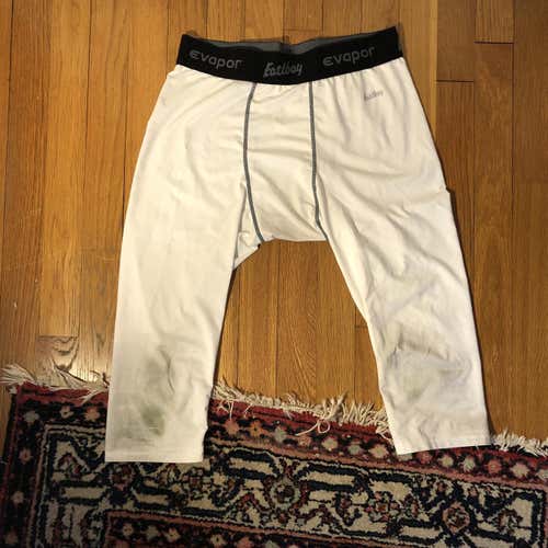 White Men's Large Eastbay 3/4 Leggings/Tights - Some Turf Stains On Knees