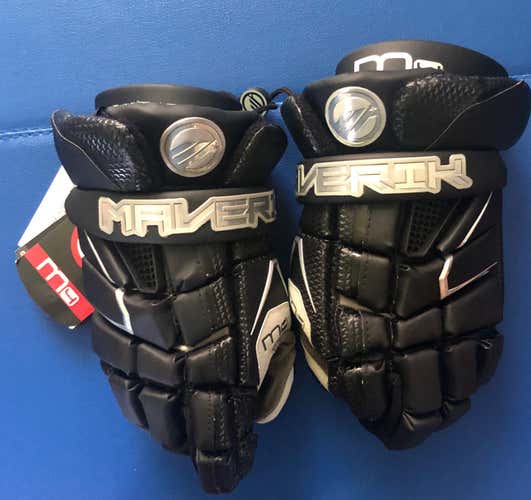Black New Player Maverik M4 12" Lacrosse Gloves LAX Black Nwt Medium
