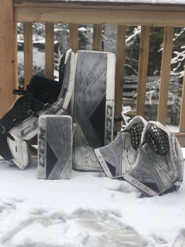 Gray Used Senior 34" CCM Regular Premier II Pro Goalie Full Set