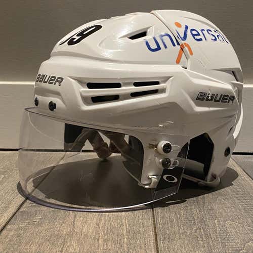 White Used Medium Bauer Re-Akt Pro Stock Helmet Euro
