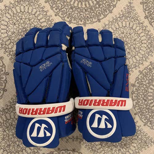 Blue Used Player Warrior Burn 10" Lacrosse Gloves