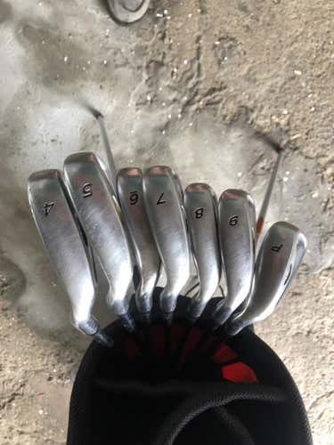 Used Men's TaylorMade Left Handed Rac OS Iron Set Stiff Flex Steel Shaft