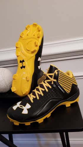 Brand New Black and Yellow UA Yard High Molded sz 13