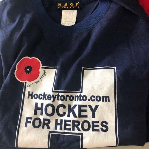Hockey For Heroes Remembrance Day Blue New Adult Men's Large Shirts