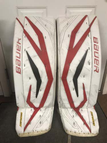 Red Used 36+2 Bauer Supreme  Goalie Leg Pads