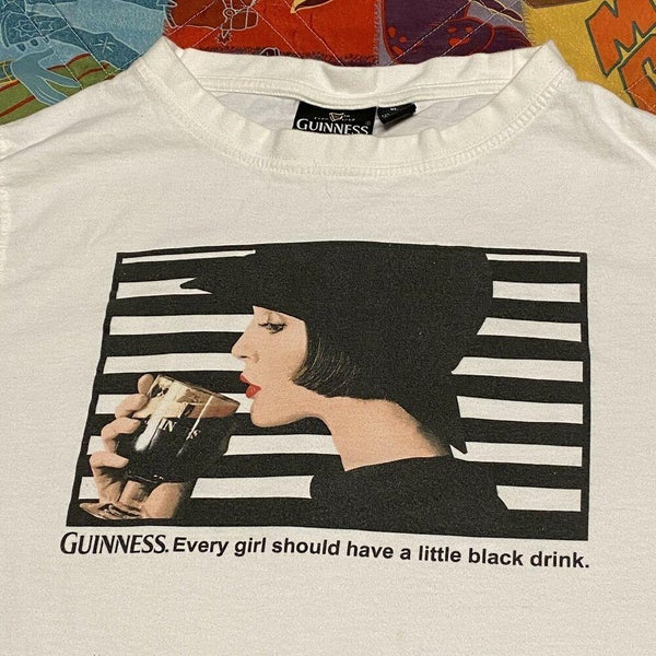 Guinness Beer T Shirt Womens M White Alcohol Irish Draft Black