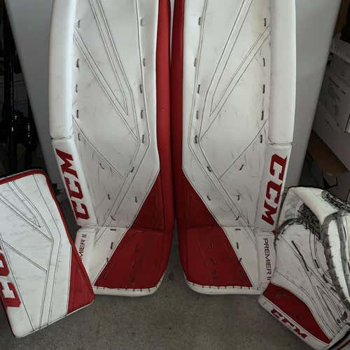 White/Red Used 34"+1 Regular Premier II Pro Goalie Full Set