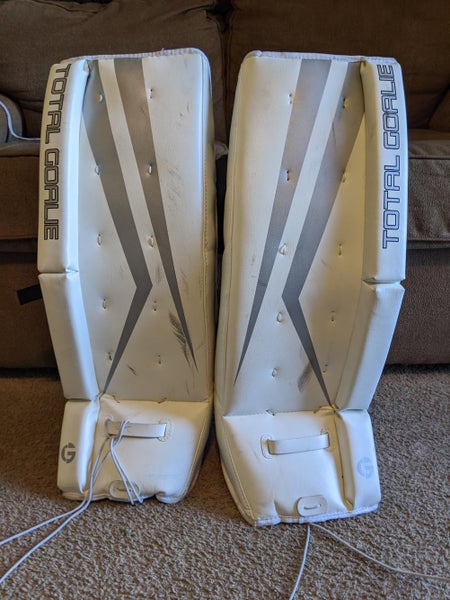White Used Junior 26"+1" Total Goalie Jr. Legpad Goalie Leg Pads