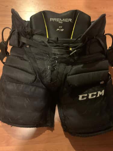 Black Senior Used Small CCM Premier Pro Hockey Goalie Pants Pro Stock