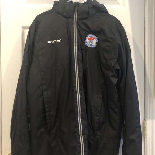 Official Team Issued Des Moines Buccaneers USHL Black Hooded CCM Jacket