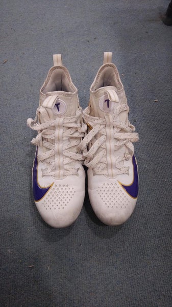 White Used Adult Men's 9.5 (Women's 10.5) Molded Cleats Nike High Top