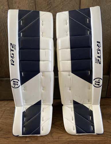 White Used Junior 26" Warrior Ritual GT2 Goalie Leg Pads