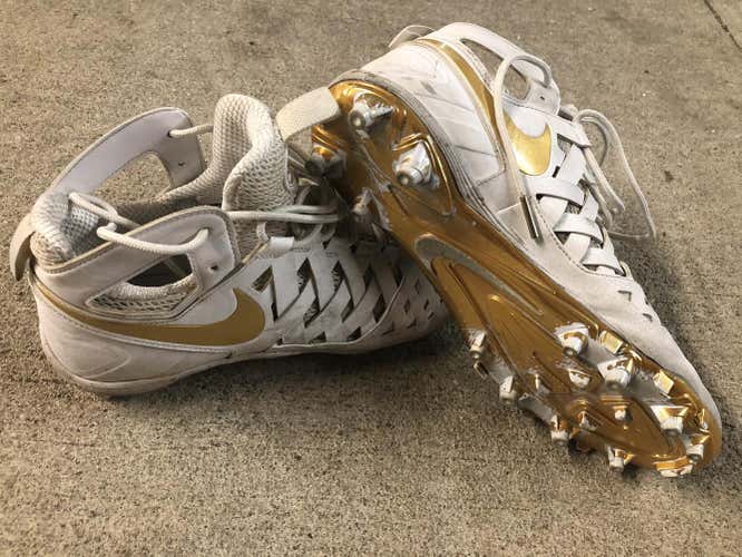 Nike Huarache V LE Lacrosse Cleats white/gold size 12