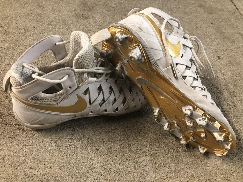 Nike Huarache V LE Lacrosse Cleats white/gold size 12