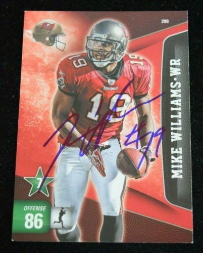 Authentic Autographed Football Card Mike Williams Tampa Bay Buccaneers NFL