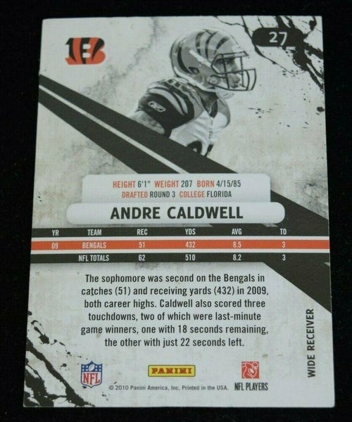 Authentic Autographed Football Card Andre Caldwell Cincinnati Bengals NFL