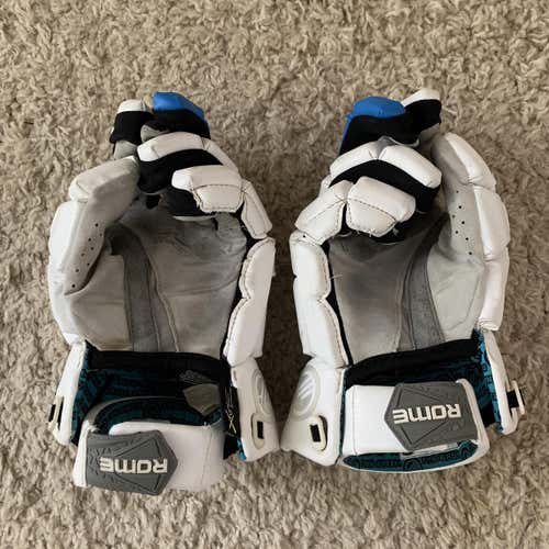 White Used Player Maverik Rome 13" Lacrosse Gloves