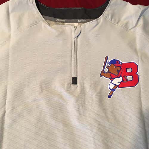 Buffalo Bisons MiLB Team Issued Russell Large BP Jersey, Gray Men's (Blue Jays)