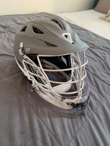 Gray Used Cascade R Helmet w/ Throat Guard (drilled)