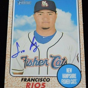 Authentic Autographed Baseball Card Francisco Rios New Hampshire Fisher Cats