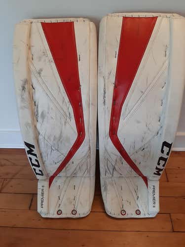 Used CCM Premier II Pro Goalie Leg Pads 35+2